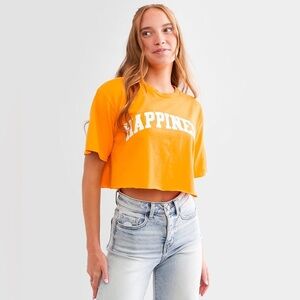 Junk Food Clothing Happiness Cropped Tee in Color Blazing Orange, Size XS